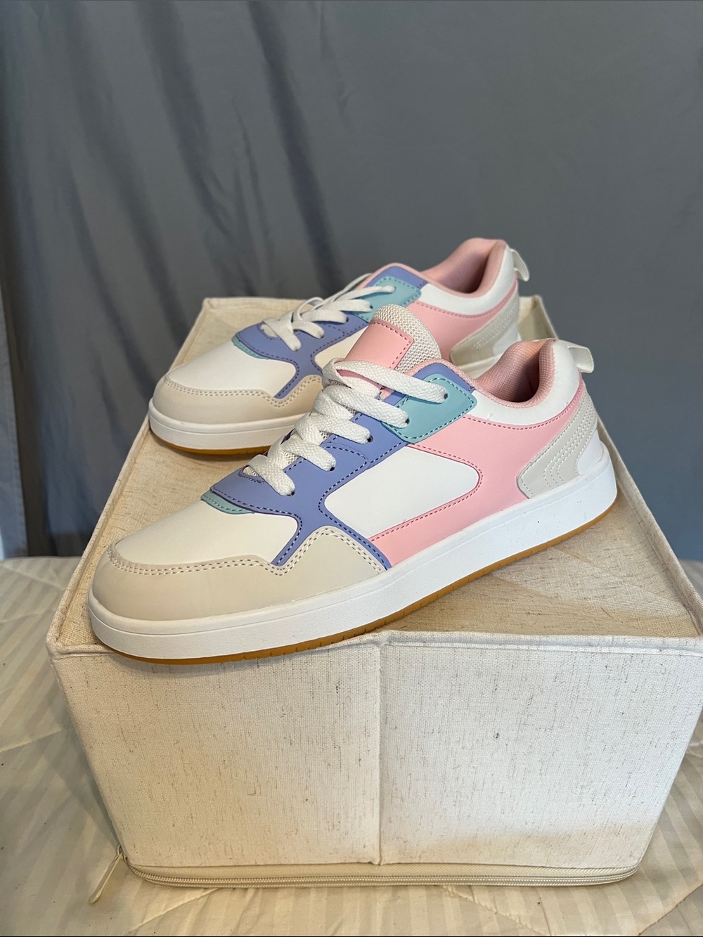 SHEIN Pastel Panel Low-Top Sneakers in Pink, Lavender, Mint